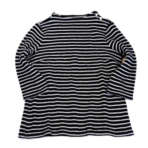 Talbots Women's Navy & White Striped Boatneck Knit Sweater 3/4 Sleeves M/P - Picture 10 of 12